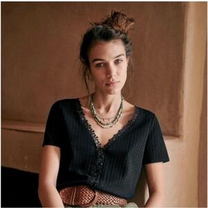 Sezane Sophie Cotton T Shirt Black S